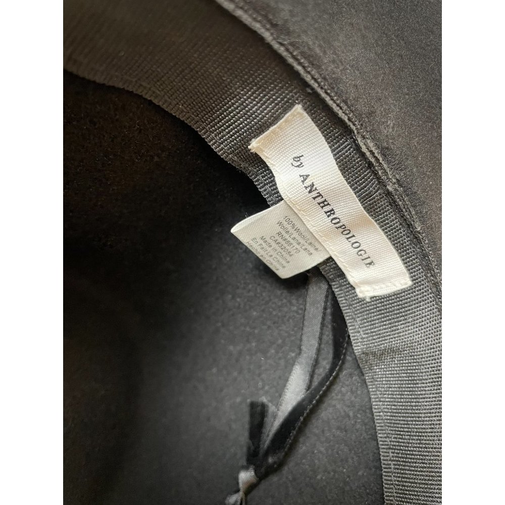 Anthropologie Amelia Black Wool Fedora Hat - Picture 5 of 13